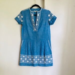 Madewell Chambray Embroidered Dress